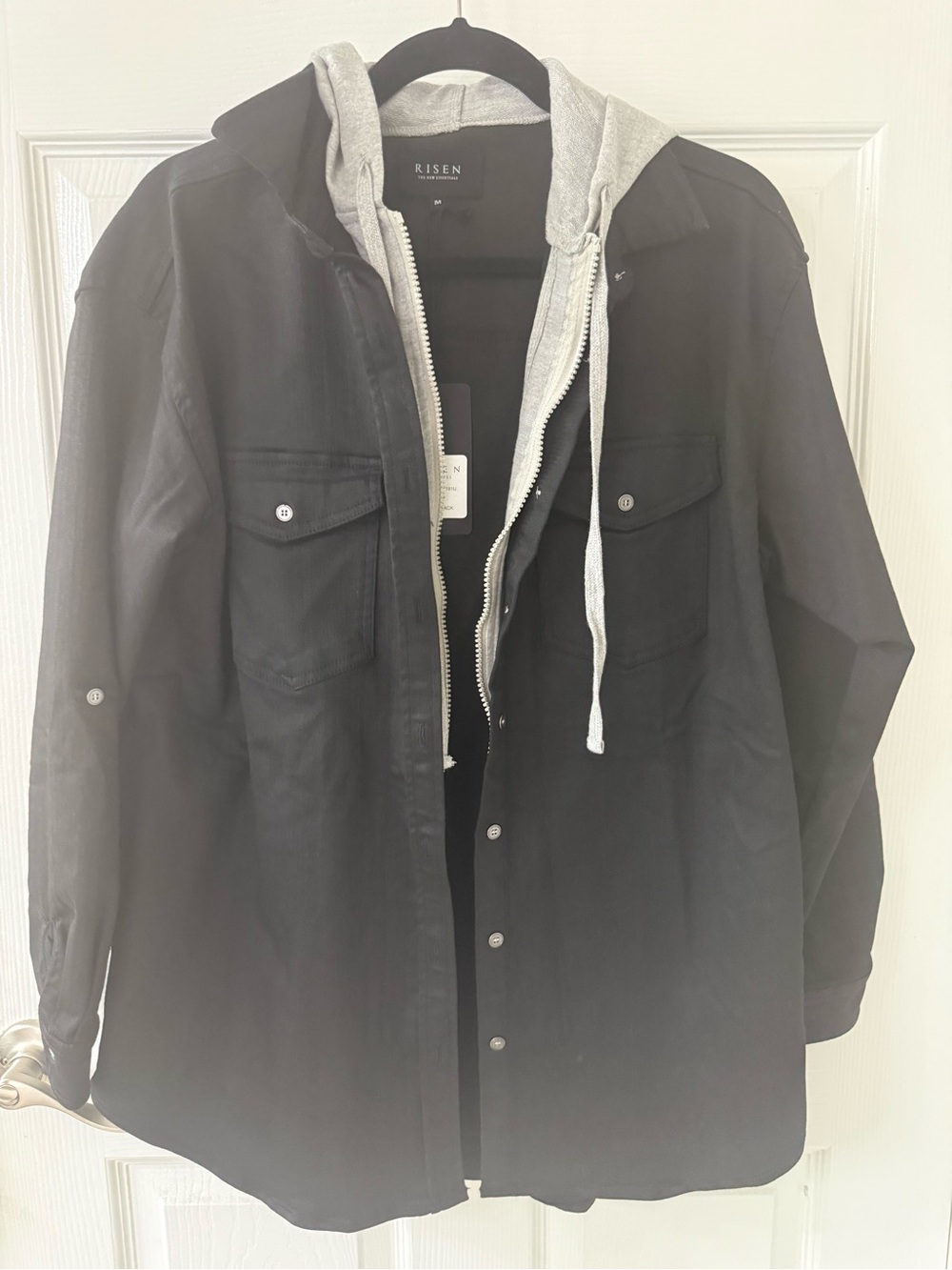 Risen Black Lightweight Jacket with Gray Hooded Liner